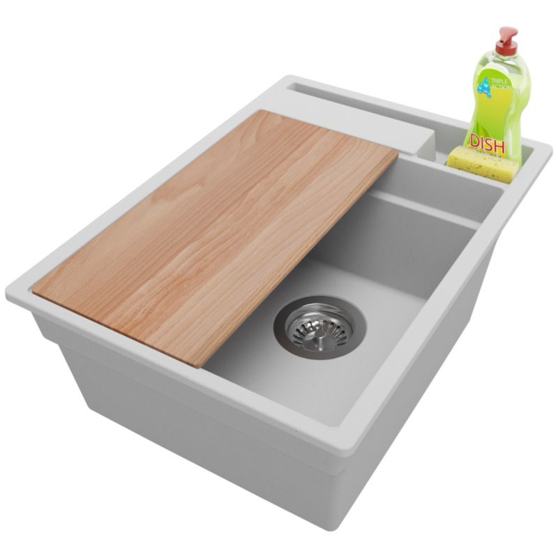 Zlewozmywak Oslo Pocket PRIMAGRAN Nablatowy 38x53cm do szafki od 40cm z Syfonem i Dodatkiem Szary 1 szt.