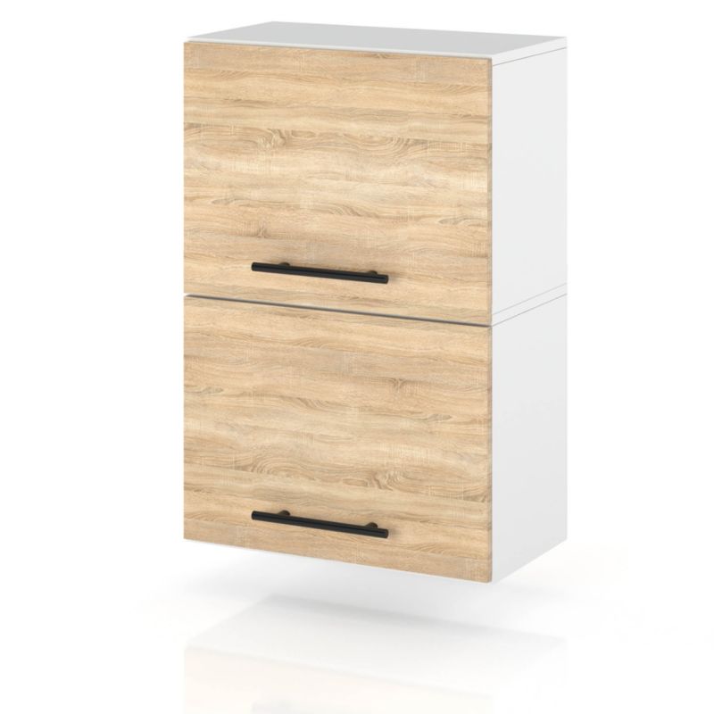 Szafka Kuchenna Hurtownia-Mebli Wisząca Klapowa W45K sPremium 45cm Biały Mat Dąb Sonoma 45x32x72 cm 1szt.