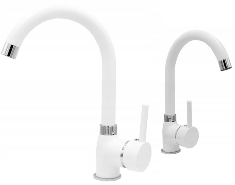 Bateria kuchenna Granitan beta biała nakrapiana jednouchwytowa do zlewozmywaka 1 szt.