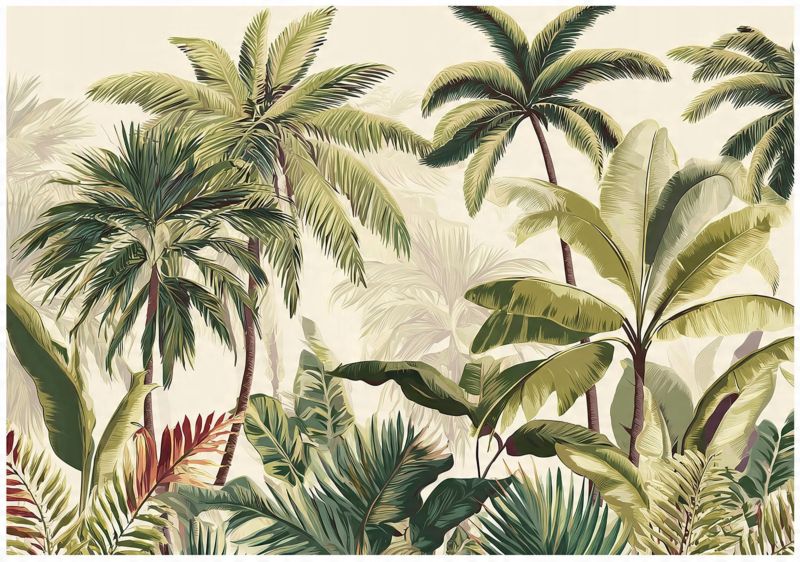 Fototapeta Liście Palmy Zielona Dżungla WALLARENA 400x280 cm Tapeta Do Sypialni Salonu Kuchni 1 szt.