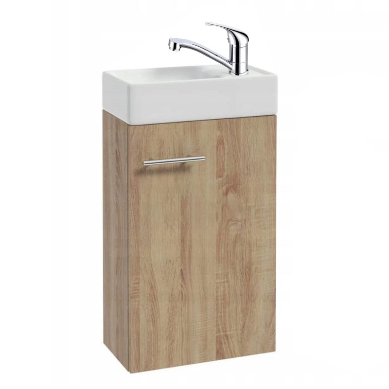 Szafka Łazienkowa Stamar Wisząca z Umywalką 400x210 mm Dąb Sonoma Bateria Obrotowa 1 szt