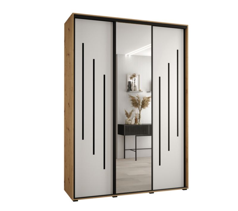 Szafa przesuwna Abiks DAVOS 9 wysoka szer.180cm gł.60cm artisan/biały/czarny 1szt.