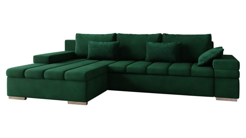 Narożnik z funkcją spania MIRJAN 24 Bangkok Premium lewy butelkowa zieleń/butelkowa zieleń/butelkowa zieleń Pik 1 szt.