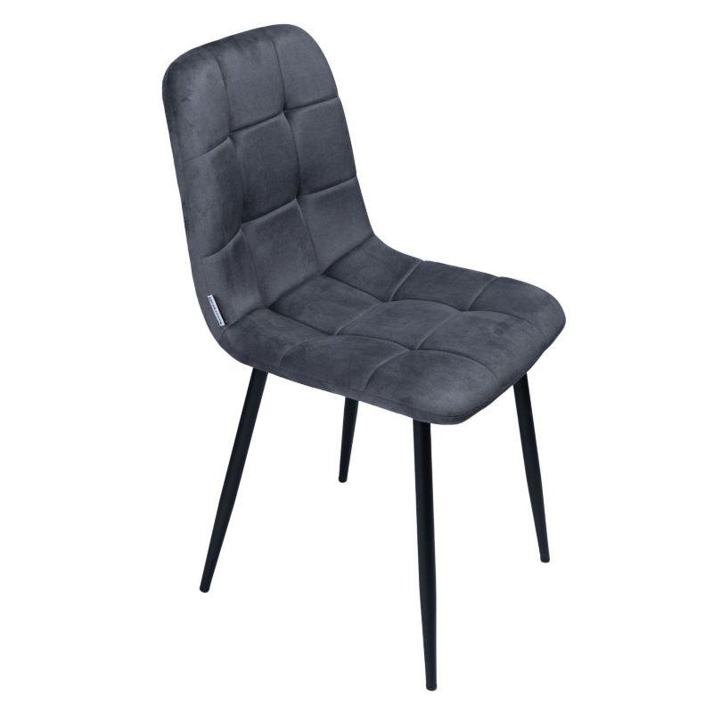 Krzesło tapicerowane Bauerkraft welurowe do salonu jadalni velvet loft grafitowy 1szt