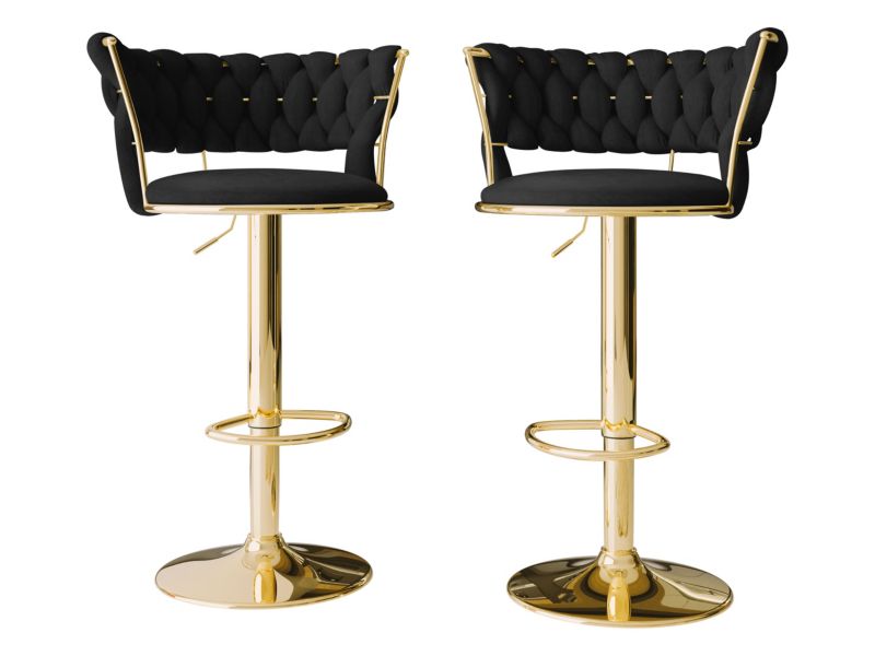 Komplet dwóch hokerów MIRJAN 24 Muz BS-1141 czarny + złoty 2 szt.