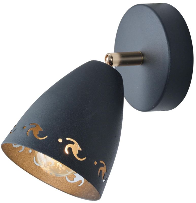 Kinkiet ścienny Candellux Coty czarny-mosiądz-złoty 1 x E14 x 40W IP20 wym: 18 x 10 x 17 cm - 1 szt.