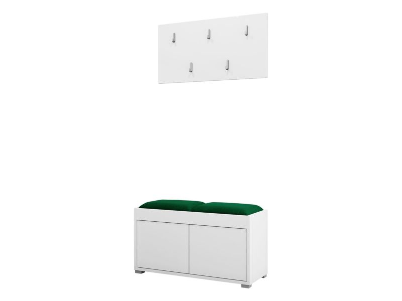 Garderoba MIRJAN 24 z siedziskiem Gesita VII biały plusz butelkowa zieleń 1 szt.