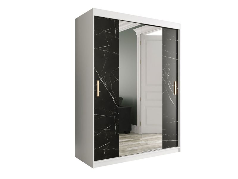 Szafa MIRJAN 24 Marmur T1 150 biały mat / czarny marmur 1 szt.