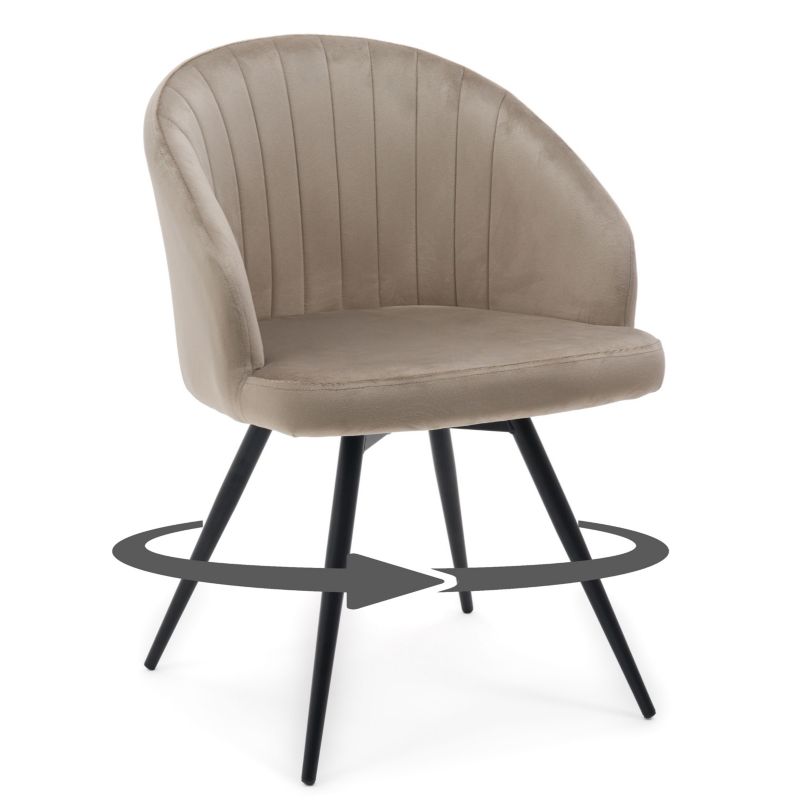 Krzesło tapicerowane New Home MODENA ciemnobeżowe welurowe obrotowe 1 szt.