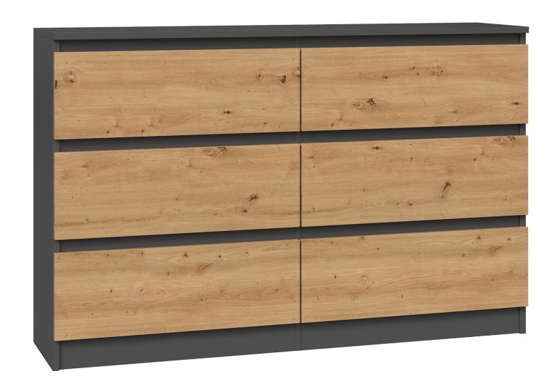 Komoda Topeshop Malwa M6 120 - Antracyt / Dąb Artisan 30x120x75 cm 1 szt.