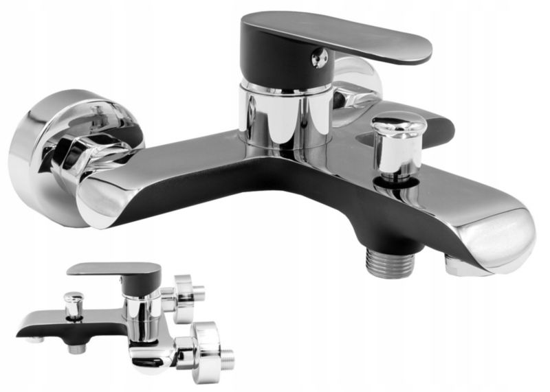 Bateria Wannowa Granitan Pico Czarna Długa Wylewka 1szt.