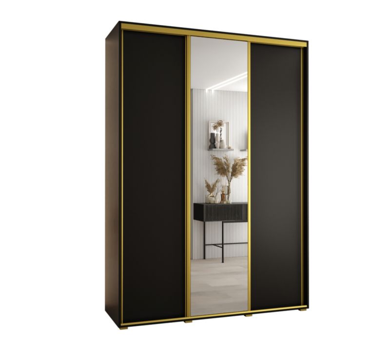 Szafa przesuwna Abiks DAVOS 3 wysoka szer.170cm gł.60cm czarny/czarny/złoty 1szt.