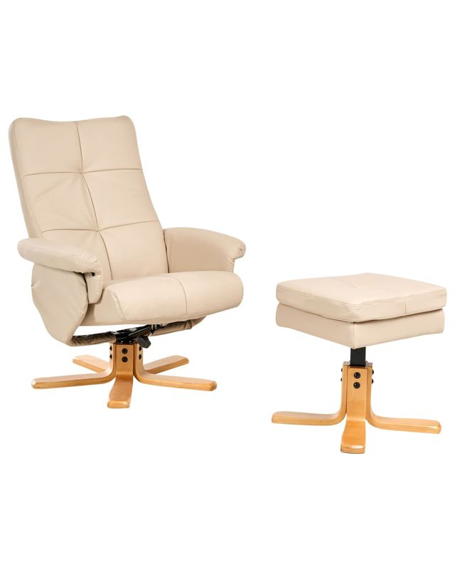 Rozkładany fotel Epse Z podnóżkiem Ekoskóra Beżowy 1 kpl