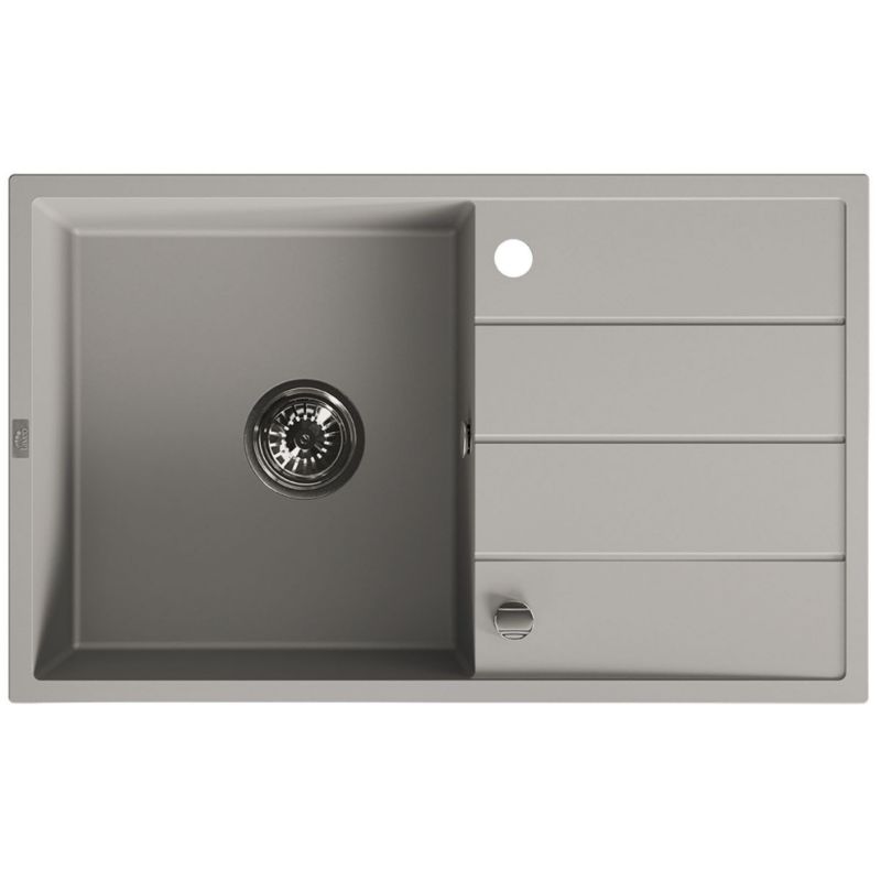 Zlewozmywak Granitowy Laveo 1-komorowy z Ociekaczem Automatyczny Korek Odwracalny WOLIN Szary 1 szt.