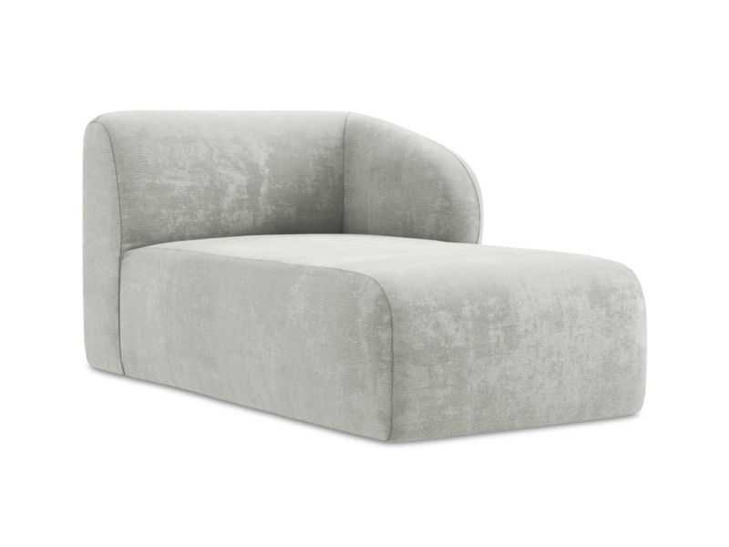 Szezlong prawostronny LaMiaSofa CERVO z tkaniny szenilowej 91x166 cm jasny szary 1 szt.