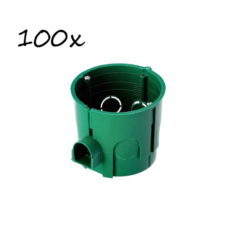 Puszka podtynkowa EDO łączeniowa fi 60 głęboka z wkrętami zielona 100szt.