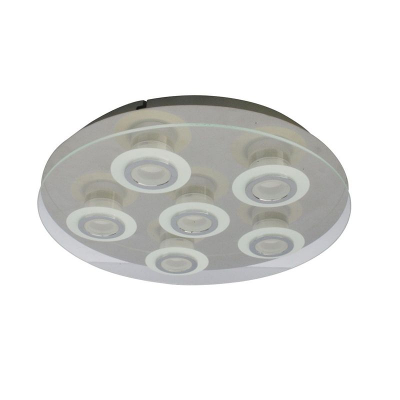 Plafon sufitowy Italux Flavio chromowany przezroczysty LED 5.5W 3000K 400lm IP20 wym: 7,3 x 39 x 39 cm szkło - 1 szt.
