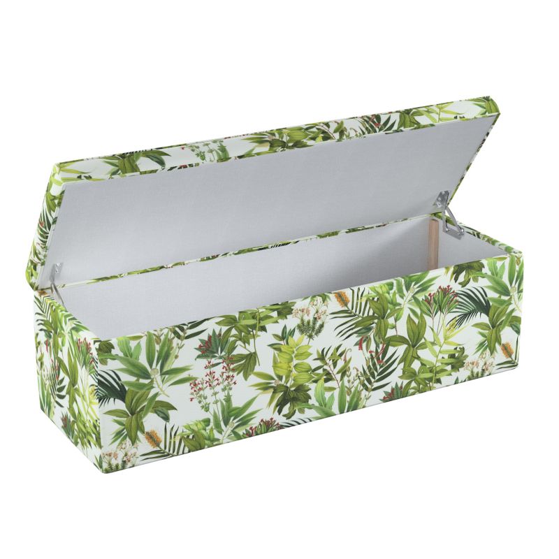 Skrzynia tapicerowana Dekoria 120 x 40 x 40 cm zielono-czerwona roślinność na białym tle 1 szt.