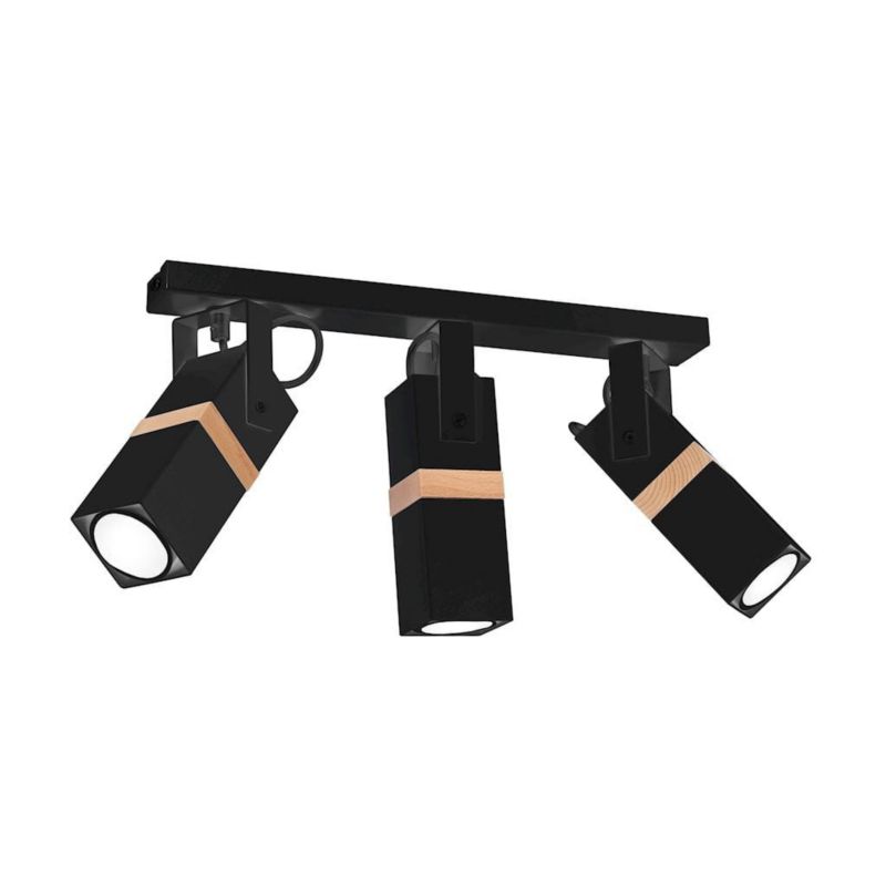 Reflektor spot Milagro Vidar czarny z jasnym drewnem 3 x GU10 x 35W IP20 wym: 60 x 8 cm - 1 szt.