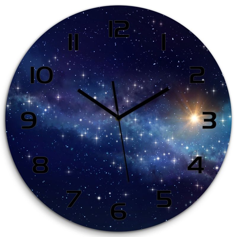 Zegar szklany Tulup Galaktyka czarne wskazówki fi30 cm cichy 1 szt.