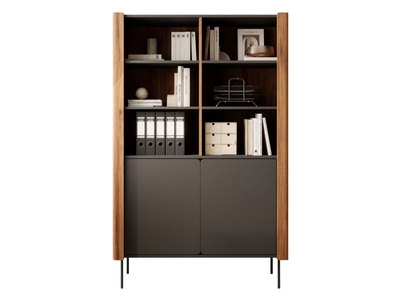 Regał pokojowy MIRJAN 24 Wrap R105 orzech warmia / czarny 1 szt.