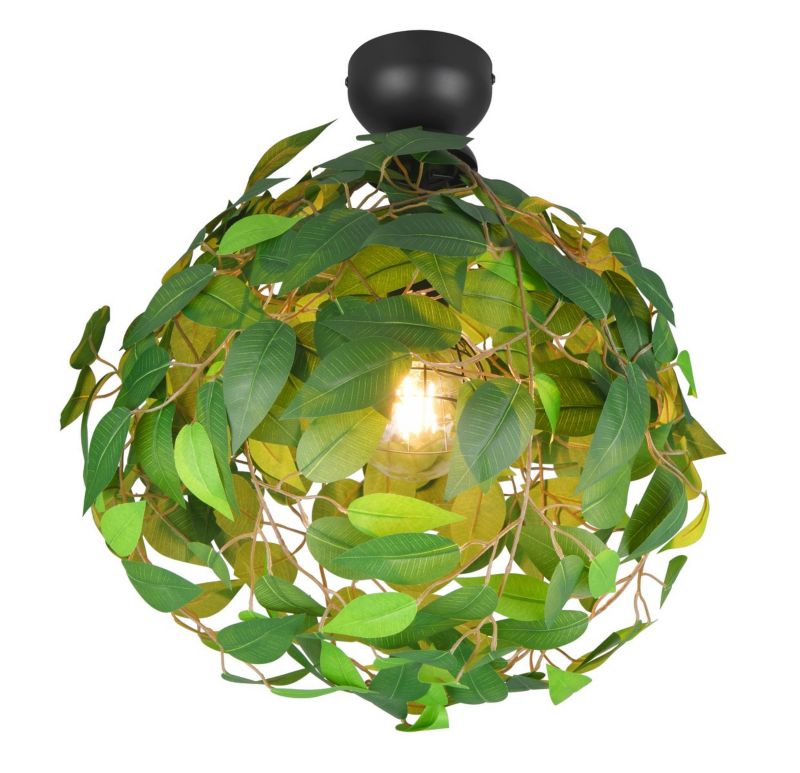 Lampa sufitowa wisząca RL Leavy zielono-czarna wym: 58 x 38 x 38 cm 1xE27 x 1 szt.