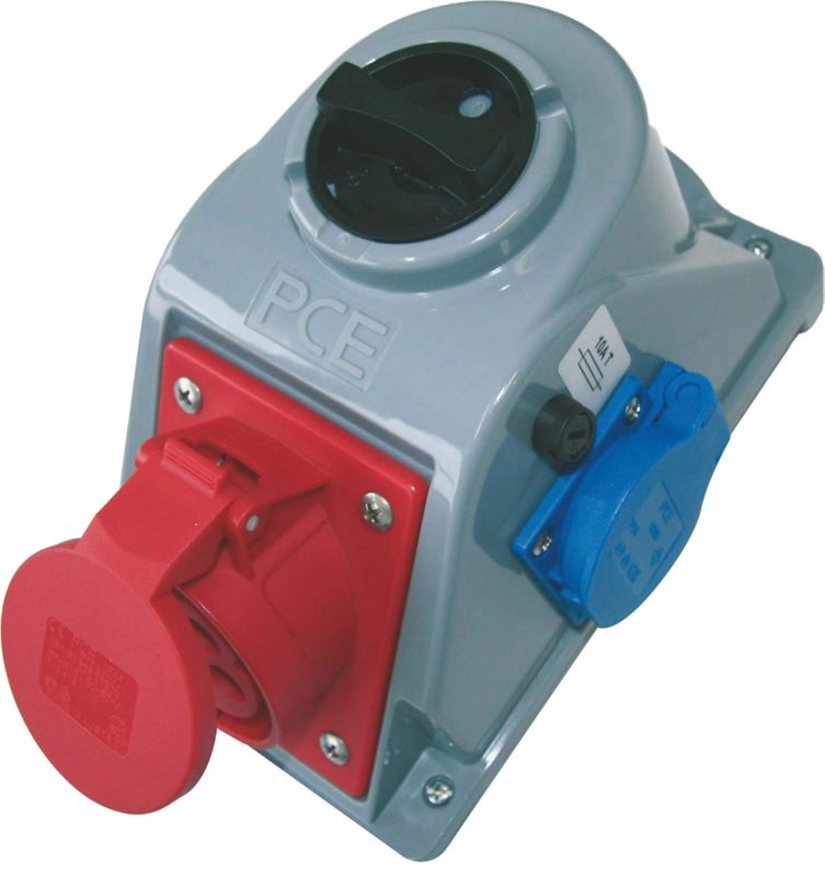 Gniazdko PCE Combo 32 A 5 biegunów 2GS z wyłącznikiem 0-1 IP44