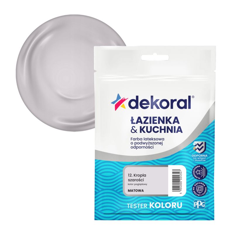 Tester farby kolorowej Dekoral Łazienka & Kuchnia kropla szarości 0,03 l