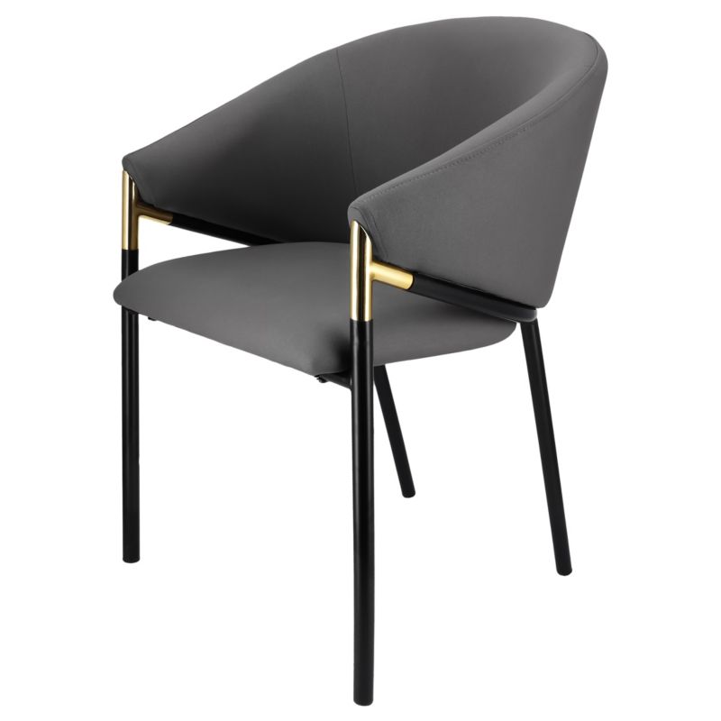 Krzesło z ekoskóry JUMI wygodne Fotel do salonu AMBER szare 1 szt.