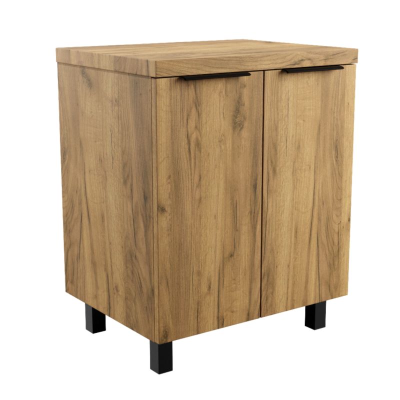 Szafka Łazienkowa SKXMeble Regał Stojąca Pod Umywalkę Mila Złoty Craft Uchwyty Krawędziowe Czarne 75x90x47 1szt.