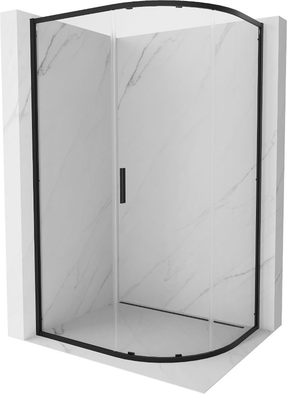 Kabina prysznicowa Mexen Exo półokrągła asymetryczna rozsuwana 120 x 90 cm transparent czarna 1 szt.