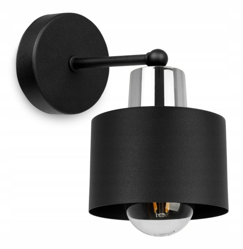 Lampa ścienna kinkiet Light Home LH Panta 1x E27 60W krótki czarny/srebrny 1szt.