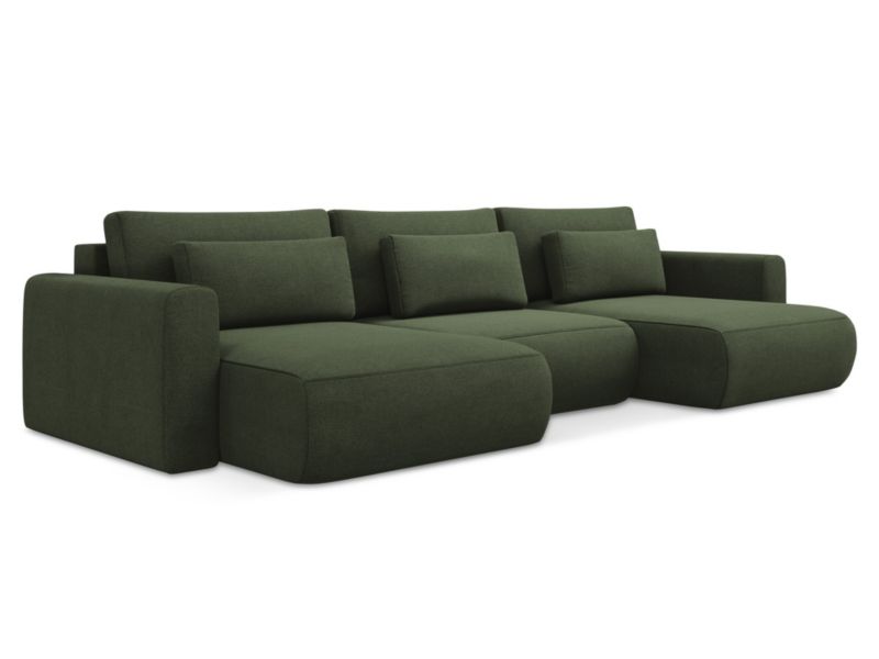 Sofa panoramiczna z funkcją spania LaMiaSofa PERUGIA z tkaniny strukturalnej 340x149 cm oliwkowy 1 szt.