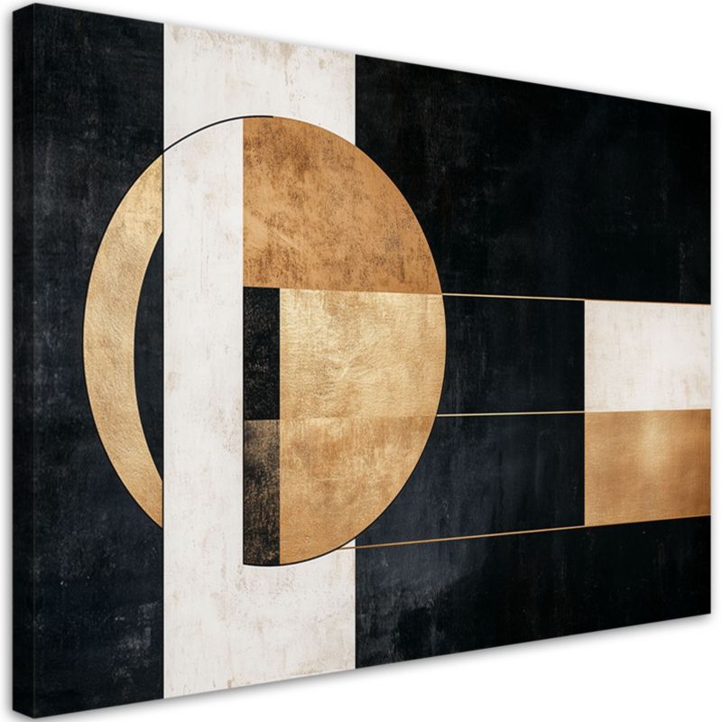 Obraz na płótnie Feeby Abstrakcja Geometryczna Czarno Zlota 100x70cm 1szt