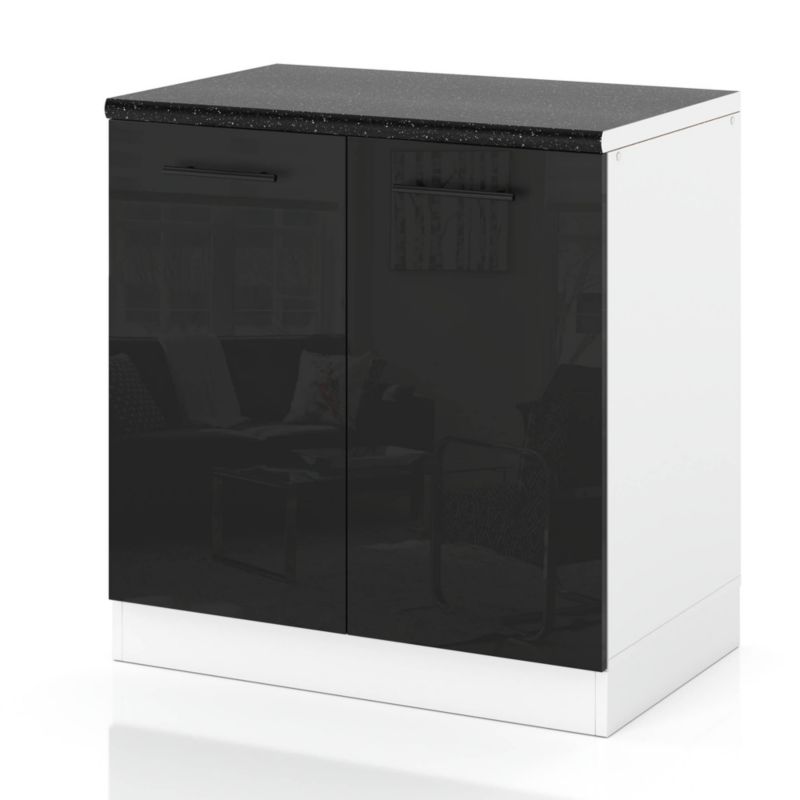 Szafka Kuchenna Hurtownia-Mebli Stojąca D80 sPremium 80cm Biały Mat Czarny Połysk 80x52x85 cm 1szt.