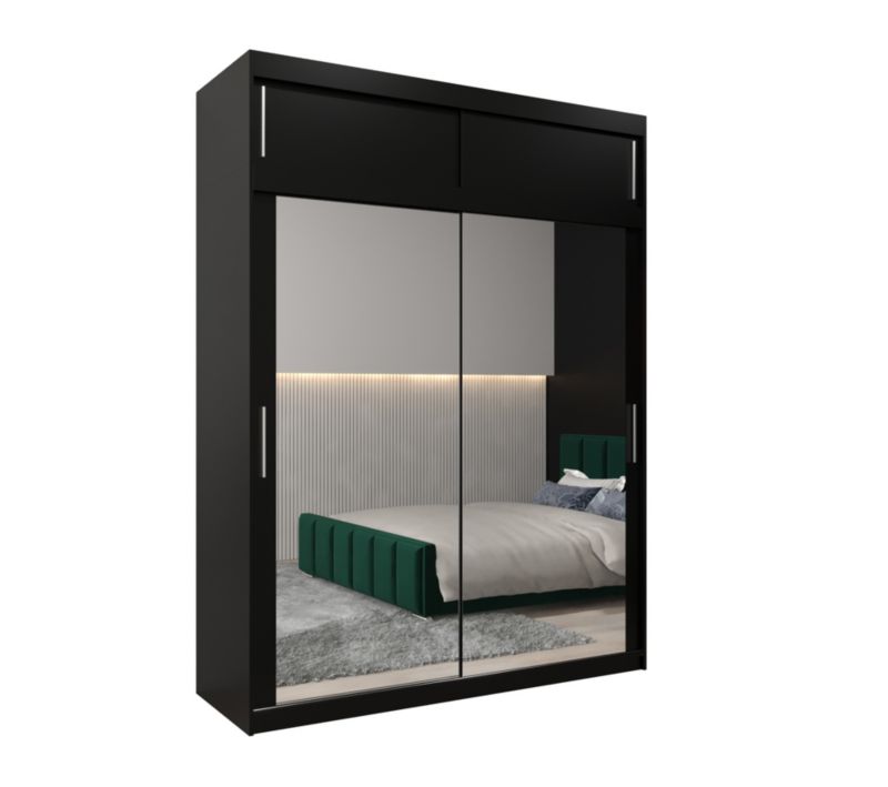 Szafa przesuwna Garderoba Abiks Tokyo 3 180 czarny + czarny z nadstawką 1 szt.