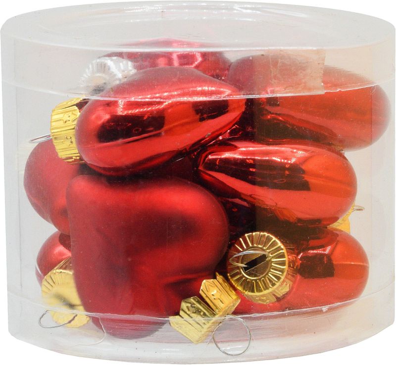 Bombki szklane Vitbis serduszka 40 mm czerwone