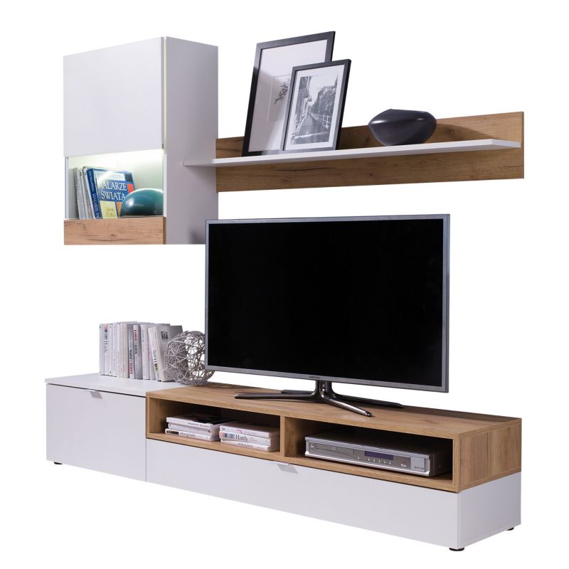 Meblościanka MIRJAN 24 Roco biały / dąb złoty 1 kpl.