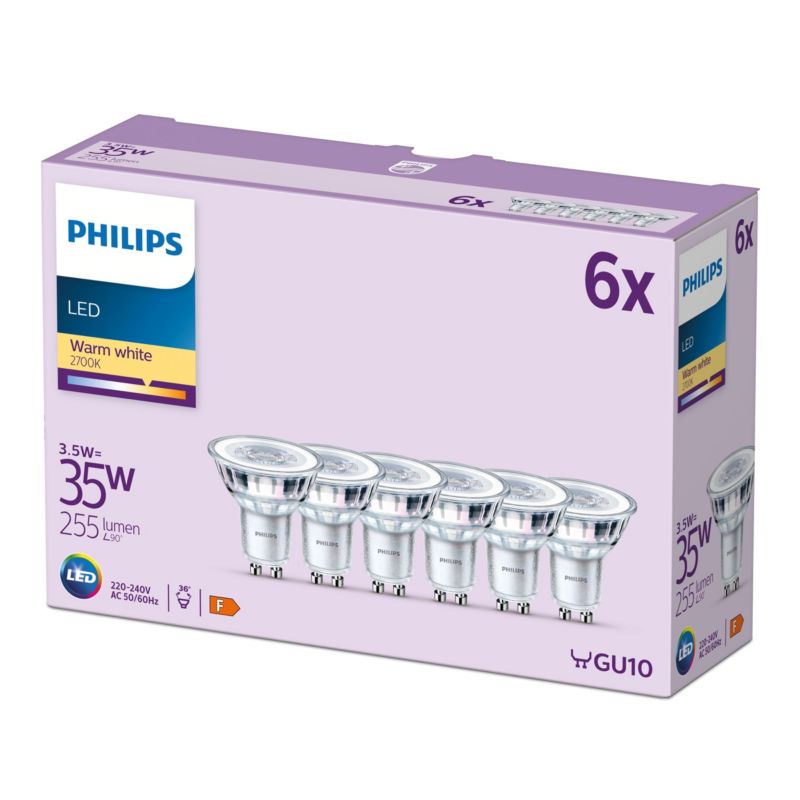 Żarówka LED Philips GU10 PAR16 3.5W 255lm 2700K 36st 6 szt.