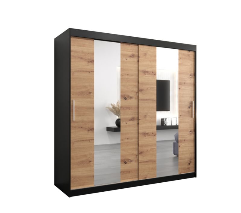 Szafa przesuwna Garderoba Abiks POLE 200 czarny/artisan 1 szt.