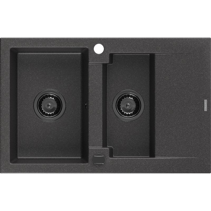 Zlewozmywak wpuszczany Mexen Gaspar 1,5-komorowy czarny/srebrny 737x475 mm - 6507731505-73-B 1 szt.