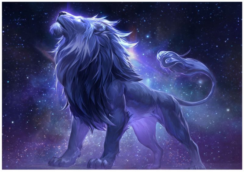 Fototapeta WALLARENA Dla Dzieci Na Flizelinie Lew Kosmos Zwierzęta Fioletowy 300x210 cm 16167VX6 1 szt.