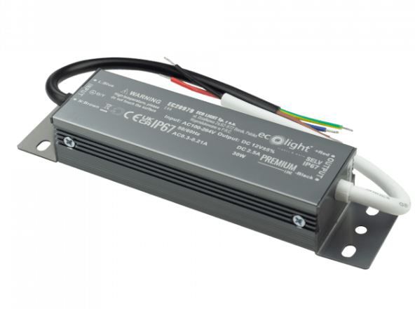 Zasilacz Eco light LED hermetyczny 30W 12V IP67 PREMIUM EC20979 1szt.