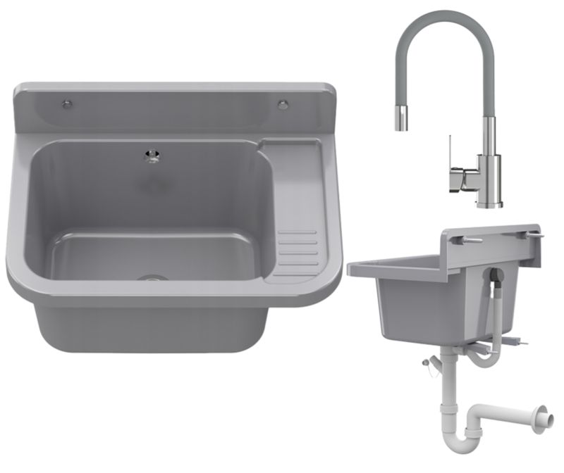 Zlewozmywak Gospodarczy Granitan Paron do Garażu, Kotłowni, Pralni z Syfonem i Baterią 1kpl.