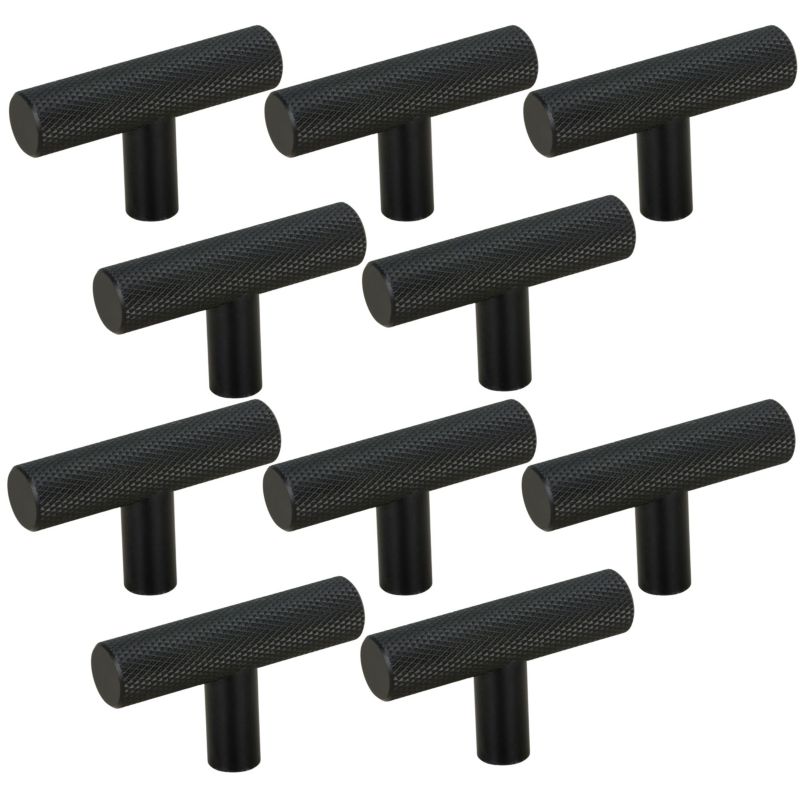 Gałka meblowa B&B reling ryflowana metalowa czarna 10 szt