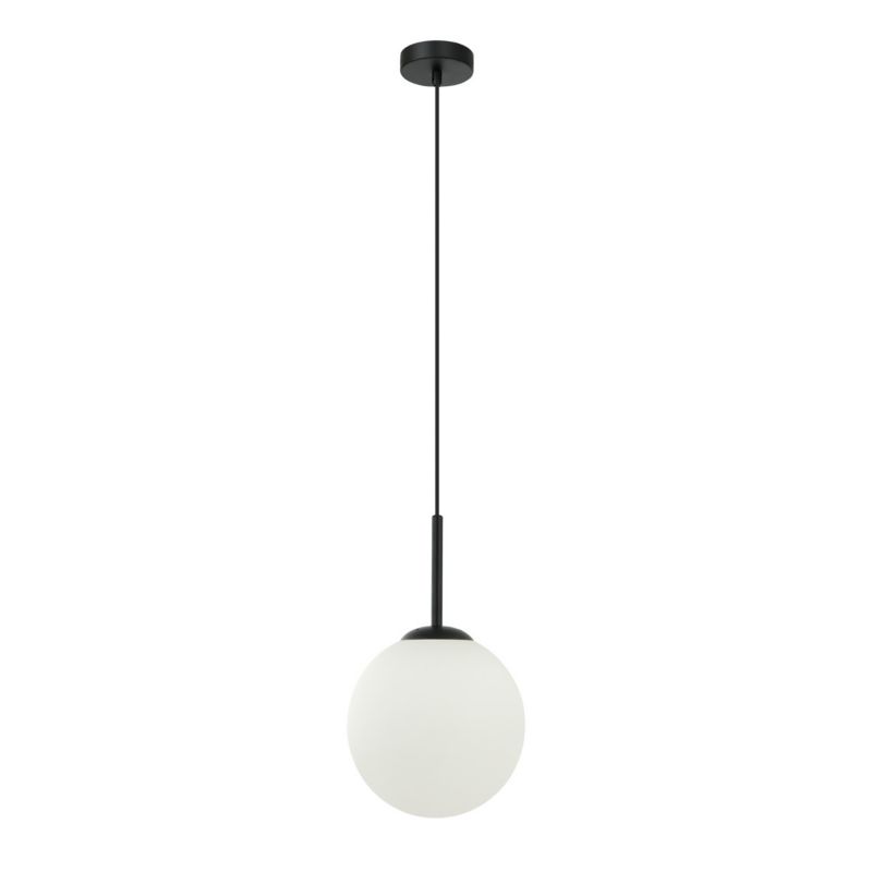 Lampa wisząca Italux Deore czarno-biała szklana kula 20 cm 1xE27 x 40W 1 szt.