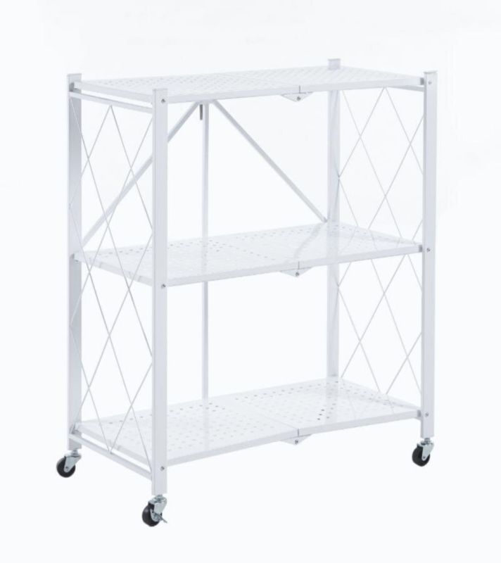 Regał metalowy Eamy biały na kółkach 3 półki nowoczesny do gabinetu lub kuchni INTESI 1 szt.