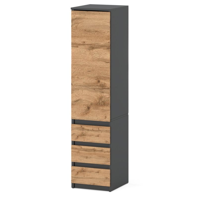 Szafa Hurtownia-Mebli Szuflady 3 Posti 40 3sz 40cm Szary Mat Dąb Wotan 40x50x180 cm 1szt.