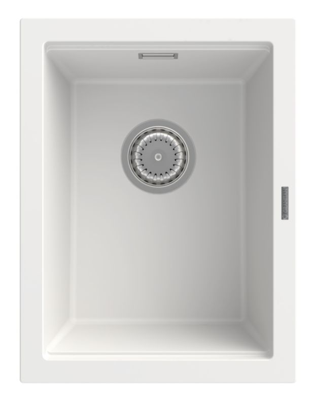 Zlewozmywak Granitowy Podwieszany Nablatowy Granitan Przelew Prostokątny Tuga38 Biały 1 kpl.