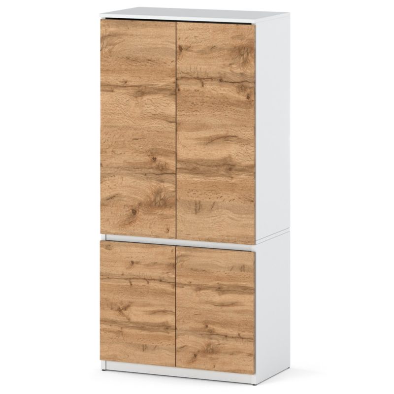 Szafa Hurtownia-Mebli 4 Drzwi Posti 80cm Biały Mat Dąb Wotan 80x50x180 cm 1szt.